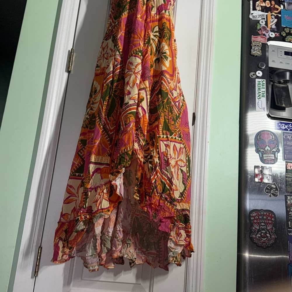 Favela Hype Pink Floral Halter Hi-Lo Dress Brazilian DesignerTropical Size Small - Picture 4 of 13